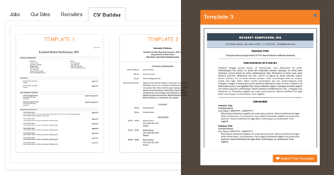 PracticeMatch CV Builder embeded on client's landing page