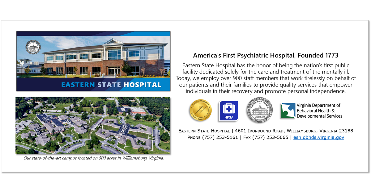 Inpatient Psychiatrist Opportunities in Beautiful Williamsburg, Virginia Eastern State